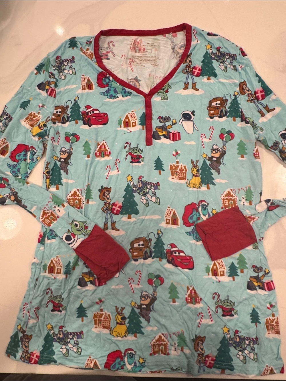 Little sleepies women’s pajama top, long sleeve, size medium, Pixar print
